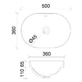 Timberline Terance 500mm Gloss White Pill Ceramic Semi-Inset Basin with Overflow