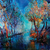 Art Prints Unique Trees by the River Printed Wall Art