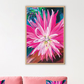 Art Prints Unique Pink Dahlia Printed Wall Art