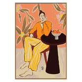 Art Prints Unique Orange Girl in Thought Canvas Wall Art
