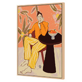 Art Prints Unique Orange Girl in Thought Canvas Wall Art
