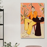 Art Prints Unique Orange Girl in Thought Canvas Wall Art