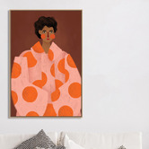 Art Prints Unique Woman with Orange Dots Canvas Wall Art