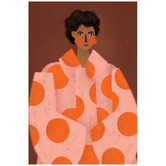 Art Prints Unique Woman with Orange Dots Canvas Wall Art