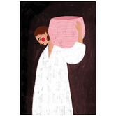 Art Prints Unique The Woman with Pink Basket Canvas Wall Art