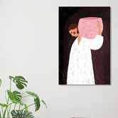 Art Prints Unique The Woman with Pink Basket Canvas Wall Art