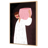 Art Prints Unique The Woman with Pink Basket Canvas Wall Art