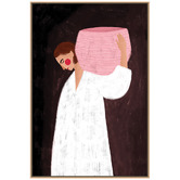 Art Prints Unique The Woman with Pink Basket Canvas Wall Art