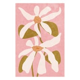 Art Prints Unique White Abstract Flowers on Pink Canvas Wall Art