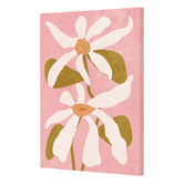 Art Prints Unique White Abstract Flowers on Pink Canvas Wall Art