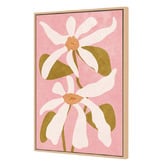 Art Prints Unique White Abstract Flowers on Pink Canvas Wall Art
