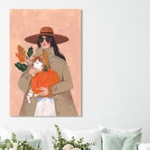 Art Prints Unique Woman in Autumn Canvas Wall Art