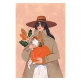Art Prints Unique Woman in Autumn Canvas Wall Art