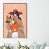 Art Prints Unique Woman in Autumn Canvas Wall Art