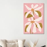 Art Prints Unique White Abstract Flowers on Pink Canvas Wall Art