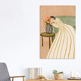 Art Prints Unique Woman Admiring Flowers Canvas Wall Art
