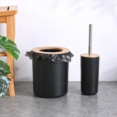 Lifestyle Traders 3 Piece Bamboo Toilet Brush &amp; Trash Can Set