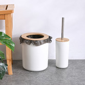 Lifestyle Traders 3 Piece Bamboo Toilet Brush &amp; Trash Can Set