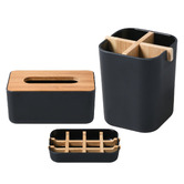 Lifestyle Traders 3 Piece Bamboo Bathroom Essential Set