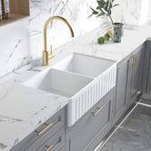 Otti Australia Boston 840mm Double Ceramic Farmhouse Sink