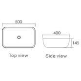 Otti Australia Artis O'96 500mm Rectangular Ceramic Above Counter Basin