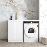 Otti Australia Hampshire Matte White Laundry Cabinet with 1300mm Extended Countertop &amp; Sink