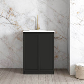 Otti Australia Hampshire 650mm Matte Black Laundry Cabinet with Countertop &amp; Sink