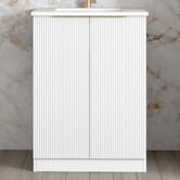 Otti Australia Bondi Matte White 650mm Laundry Cabinet with Countertop &amp; Sink