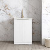Otti Australia Bondi Matte White 650mm Laundry Cabinet with Countertop &amp; Sink