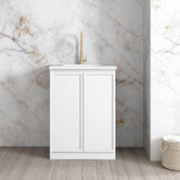 Otti Australia Hampshire 650mm Matte White Laundry Cabinet with Countertop &amp; Sink