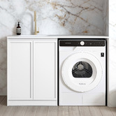Otti Australia Hampshire Matte White Laundry Cabinet with 1300mm Extended Countertop &amp; Sink