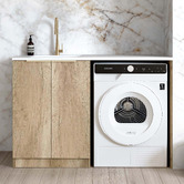 Otti Australia Byron Natural Oak Laundry Cabinet with 1300mm Extended White Countertop &amp; Sink