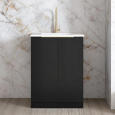 Otti Australia Byron 650mm Black Oak Laundry Cabinet with Carrara Countertop &amp; Sink
