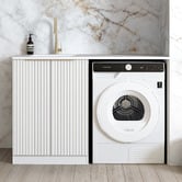 Otti Australia Noosa Matte White Laundry Cabinet with 1300mm Extended White Countertop &amp; Sink