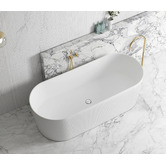 Otti Australia Noosa Pin-Flute White Acrylic Bath with Overflow