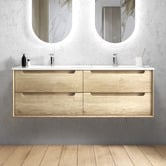 Otti Australia Byron 1500mm Wall Hung Double Vanity with Ceramic Countertop