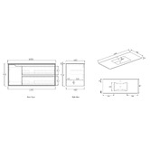 Otti Australia Byron 1200mm Wall Hung Single Vanity with Ceramic Countertop