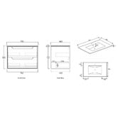 Otti Australia Byron 750mm Wall Hung Single Vanity with Ceramic Countertop