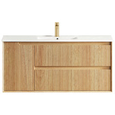 Otti Australia Byron Fluted 1200mm Woodland Oak Wall Hung Single Vanity with Ceramic Countertop