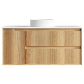 Otti Australia Byron Fluted 1200mm Woodland Oak Wall Hung Single Vanity with Countertop