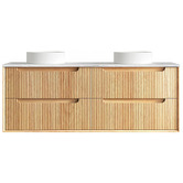Otti Australia Byron Fluted 1500mm Woodland Oak Wall Hung Double Vanity with Countertop