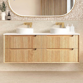Otti Australia Byron Fluted 1500mm Woodland Oak Wall Hung Double Vanity with Countertop