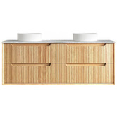 Otti Australia Byron Fluted 1500mm Woodland Oak Wall Hung Double Vanity with Countertop
