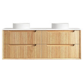 Otti Australia Byron Fluted 1500mm Woodland Oak Wall Hung Double Vanity with Countertop