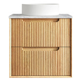 Otti Australia Byron Fluted 600mm Woodland Oak Wall Hung Single Vanity with Countertop