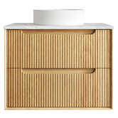 Otti Australia Byron Fluted 750mm Woodland Oak Wall Hung Single Vanity with Countertop