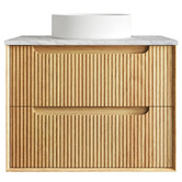 Otti Australia Byron Fluted 750mm Woodland Oak Wall Hung Single Vanity with Countertop