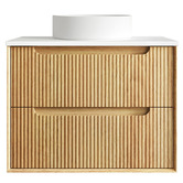 Otti Australia Byron Fluted 750mm Woodland Oak Wall Hung Single Vanity with Countertop