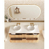 Otti Australia Byron Fluted 1500mm Woodland Oak Wall Hung Double Vanity with Countertop
