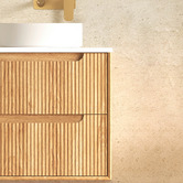 Otti Australia Byron Fluted 600mm Woodland Oak Wall Hung Single Vanity with Countertop